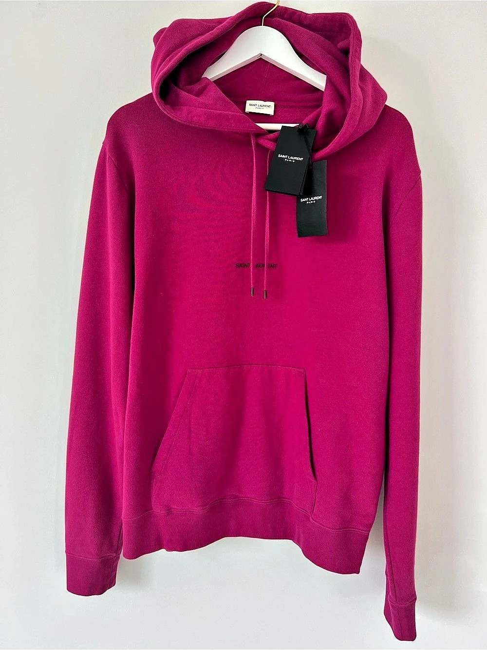 Saint Laurent New Paris Fuchsia Pink Hoodie Medium Size NWT